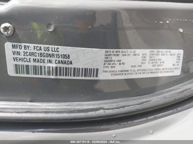 Photo 8 VIN: 2C4RC1BGONR151058 - CHRYSLER PACIFICA 