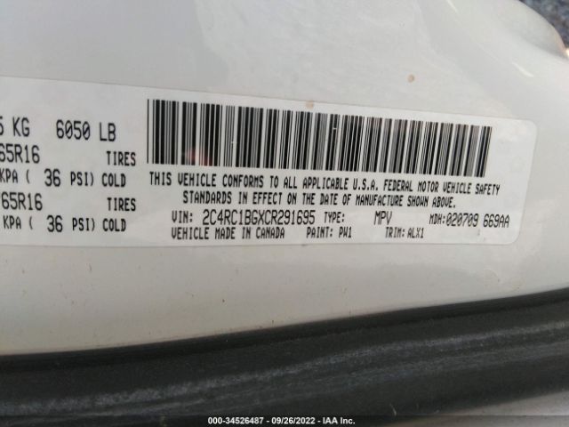 Photo 8 VIN: 2C4RC1BGXCR291695 - CHRYSLER TOWN & COUNTRY 