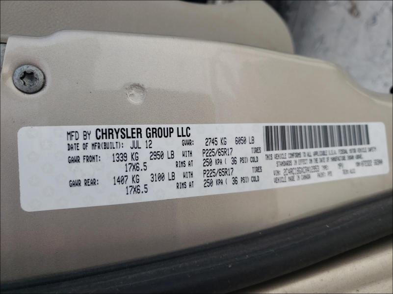 Photo 9 VIN: 2C4RC1BGXCR412953 - CHRYSLER TOWN &AMP COU 