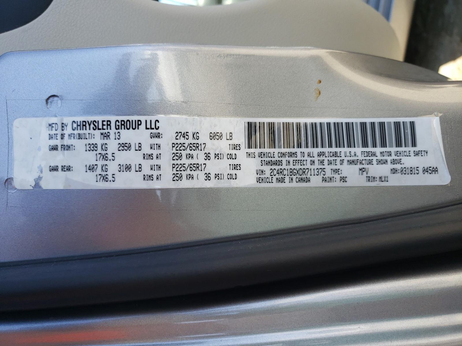 Photo 9 VIN: 2C4RC1BGXDR711375 - CHRYSLER TOWN &AMP COU 