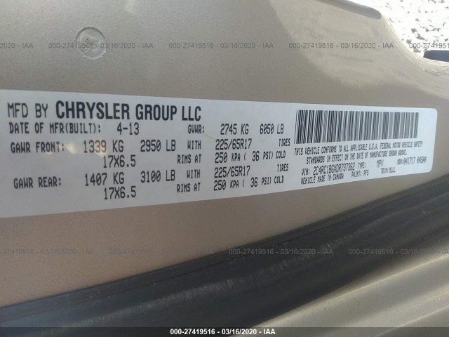 Photo 8 VIN: 2C4RC1BGXDR737362 - CHRYSLER TOWN & COUNTRY 