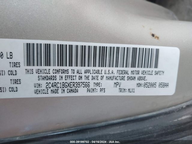 Photo 8 VIN: 2C4RC1BGXER397566 - CHRYSLER TOWN & COUNTRY 