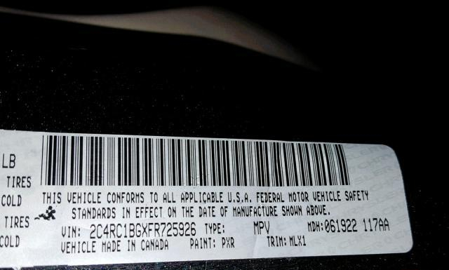 Photo 9 VIN: 2C4RC1BGXFR725926 - CHRYSLER TOWN AND COUNTRY 