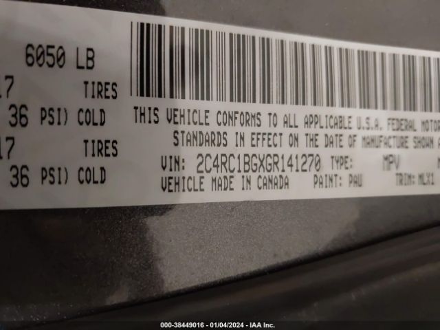 Photo 8 VIN: 2C4RC1BGXGR141270 - CHRYSLER TOWN & COUNTRY 