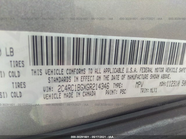 Photo 8 VIN: 2C4RC1BGXGR214346 - CHRYSLER TOWN & COUNTRY 