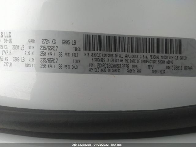 Photo 8 VIN: 2C4RC1BGXHR613078 - CHRYSLER PACIFICA 