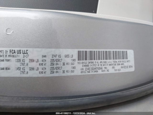 Photo 8 VIN: 2C4RC1BGXHR702648 - CHRYSLER PACIFICA 