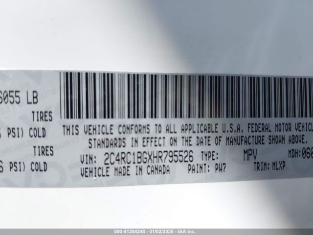 Photo 8 VIN: 2C4RC1BGXHR795526 - CHRYSLER PACIFICA 