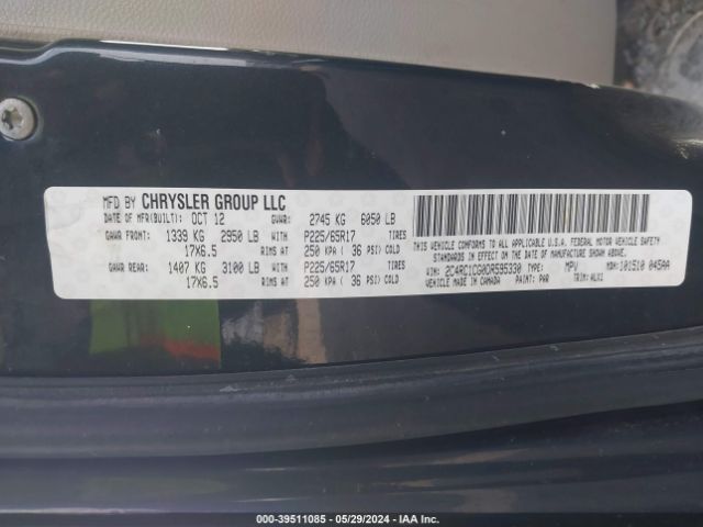 Photo 8 VIN: 2C4RC1CG0DR595330 - CHRYSLER TOWN AND COUNTRY 