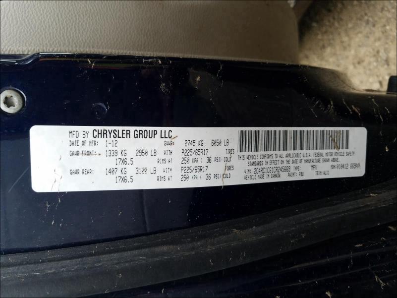 Photo 9 VIN: 2C4RC1CG1CR245669 - CHRYSLER TOWN & COU 