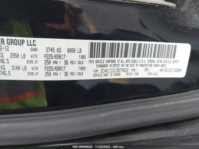 Photo 8 VIN: 2C4RC1CG1CR270622 - CHRYSLER TOWN & COUNTRY 