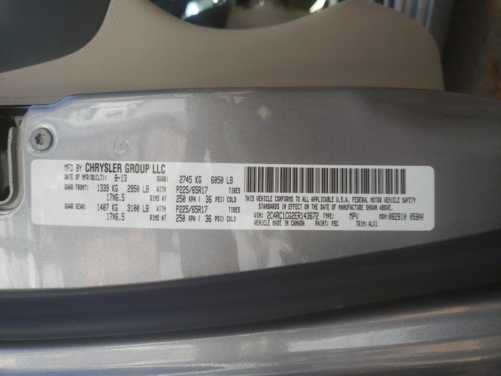 Photo 9 VIN: 2C4RC1CG2ER143672 - CHRYSLER TOWN &AMP COU 