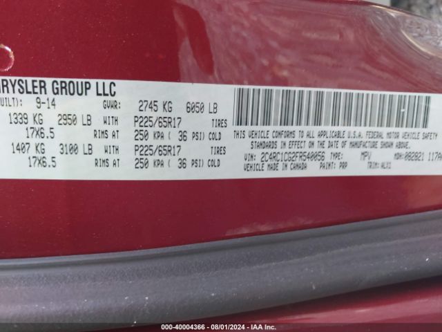 Photo 8 VIN: 2C4RC1CG2FR540056 - CHRYSLER TOWN AND COUNTRY 