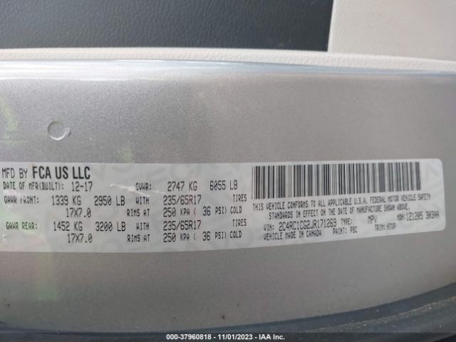 Photo 8 VIN: 2C4RC1CG2JR171269 - CHRYSLER PACIFICA 