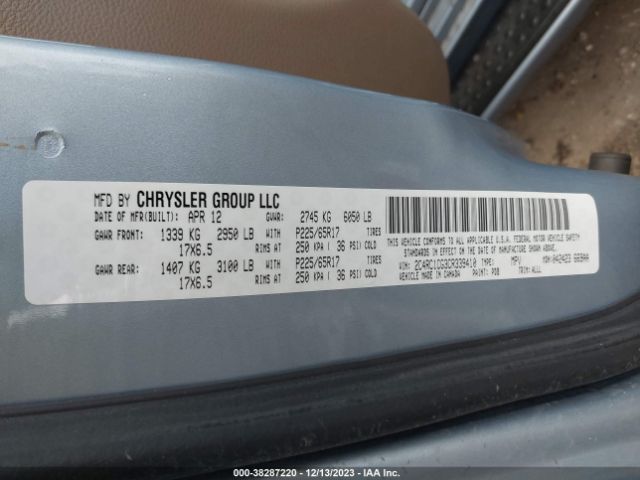 Photo 8 VIN: 2C4RC1CG3CR339410 - CHRYSLER TOWN COUNTRY 