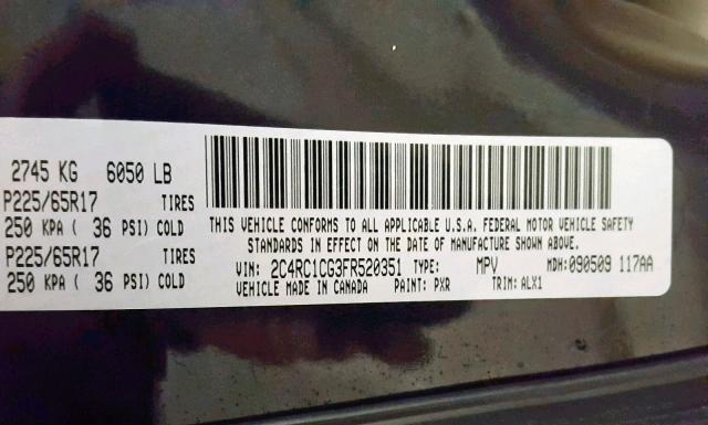 Photo 9 VIN: 2C4RC1CG3FR520351 - CHRYSLER TOWN AND COUNTRY 