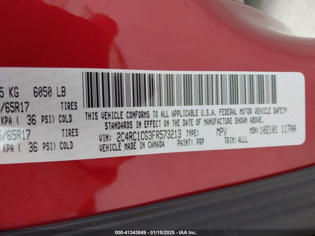 Photo 8 VIN: 2C4RC1CG3FR573213 - CHRYSLER TOWN AND COUNTRY 