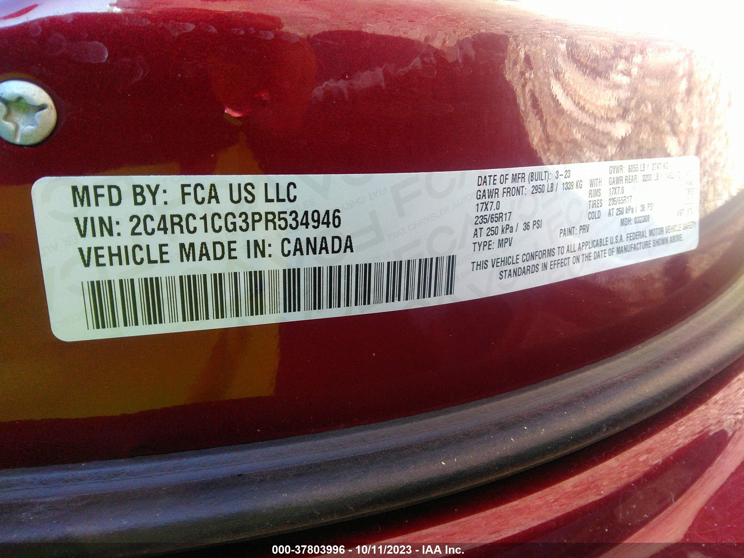 Photo 8 VIN: 2C4RC1CG3PR534946 - CHRYSLER VOYAGER 