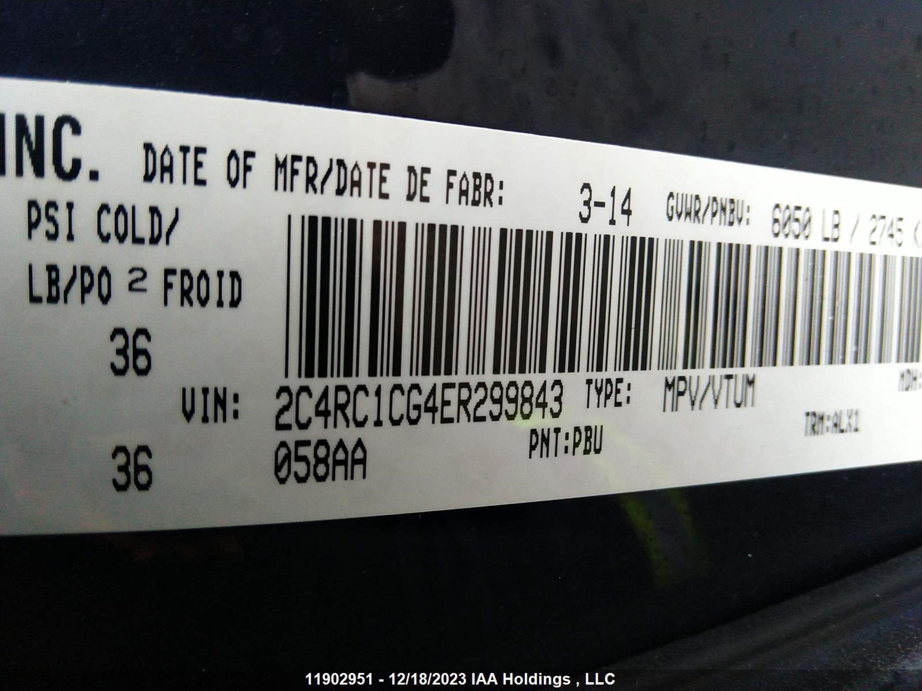 Photo 8 VIN: 2C4RC1CG4ER299843 - CHRYSLER TOWN & COUNTRY 