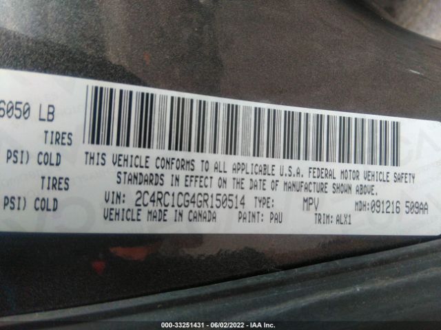 Photo 8 VIN: 2C4RC1CG4GR150514 - CHRYSLER TOWN & COUNTRY 