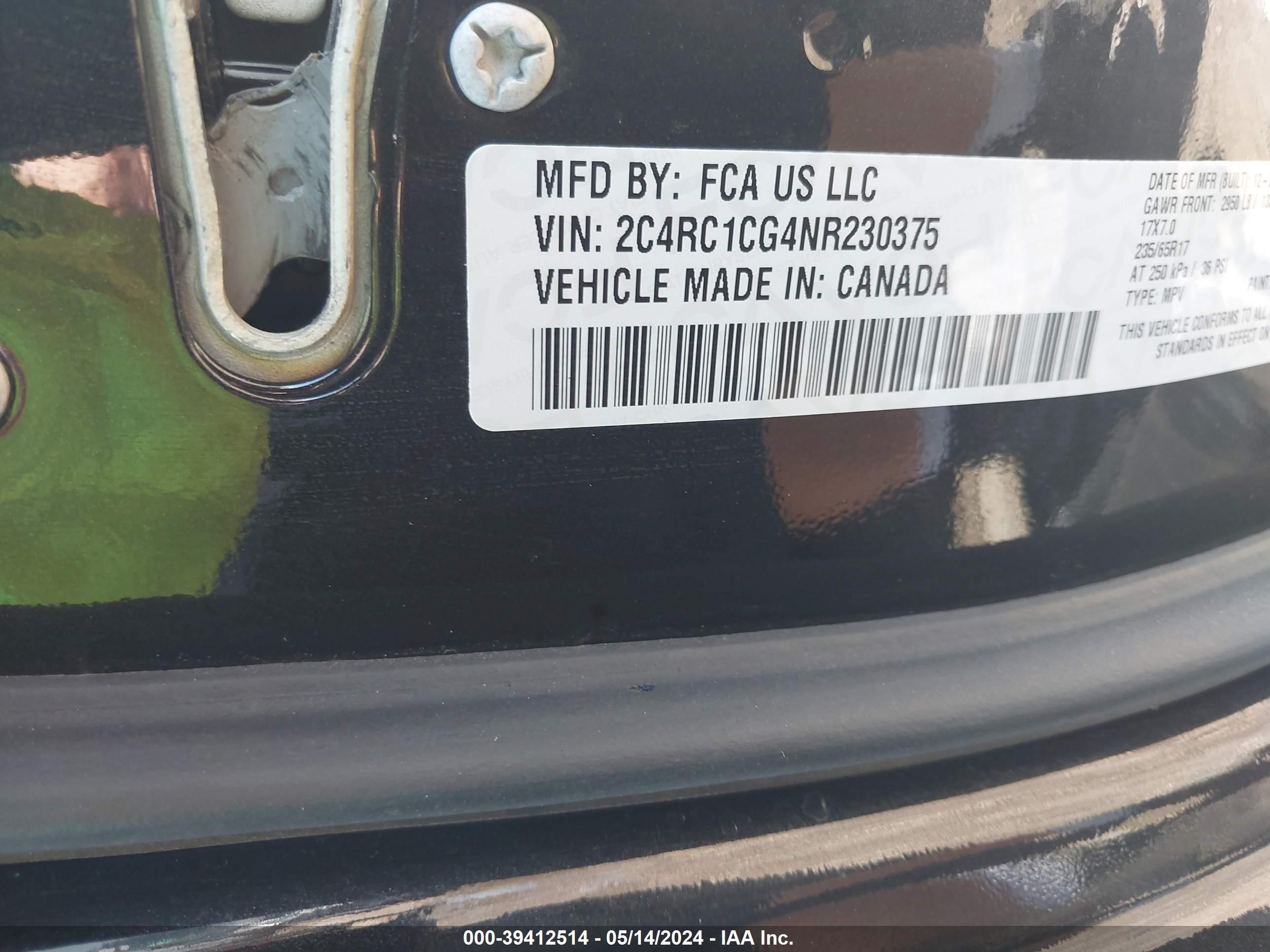 Photo 8 VIN: 2C4RC1CG4NR230375 - CHRYSLER VOYAGER 