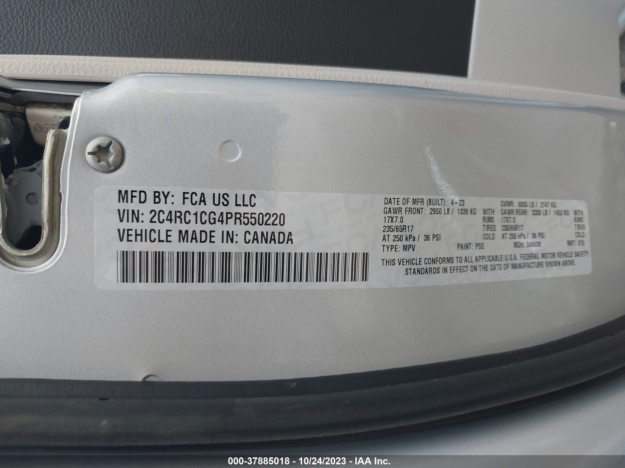 Photo 8 VIN: 2C4RC1CG4PR550220 - CHRYSLER VOYAGER 