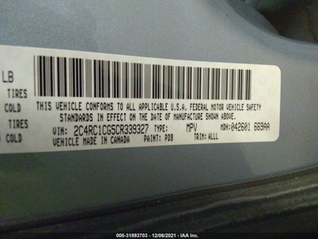 Photo 8 VIN: 2C4RC1CG5CR339327 - CHRYSLER TOWN & COUNTRY 