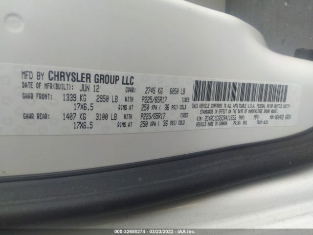 Photo 8 VIN: 2C4RC1CG5CR411658 - CHRYSLER TOWN & COUNTRY 