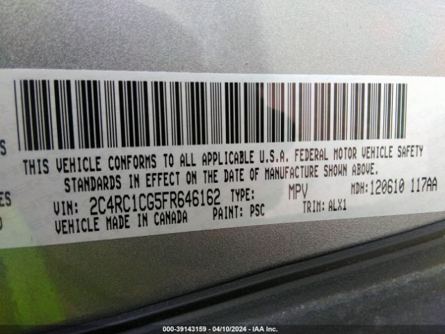 Photo 8 VIN: 2C4RC1CG5FR646162 - CHRYSLER TOWN & COUNTRY 