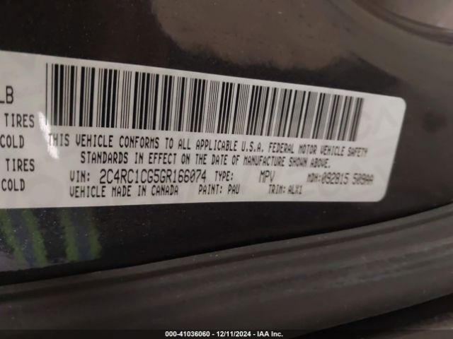 Photo 8 VIN: 2C4RC1CG5GR166074 - CHRYSLER TOWN AND COUNTRY 