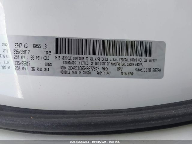 Photo 8 VIN: 2C4RC1CG5HR677947 - CHRYSLER PACIFICA 