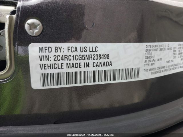 Photo 8 VIN: 2C4RC1CG5NR238498 - CHRYSLER PACIFICA 