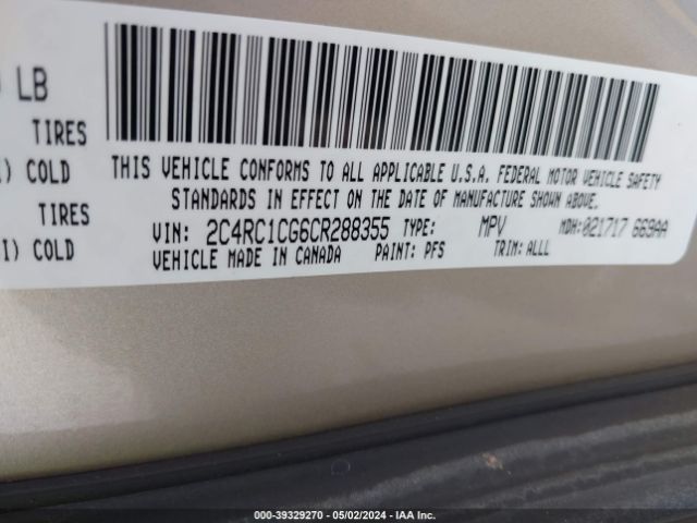 Photo 8 VIN: 2C4RC1CG6CR288355 - CHRYSLER TOWN & COUNTRY 