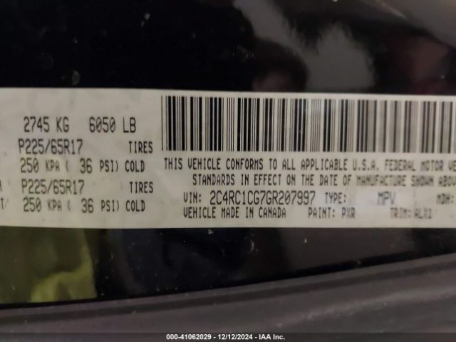 Photo 8 VIN: 2C4RC1CG7GR207997 - CHRYSLER TOWN AND COUNTRY 