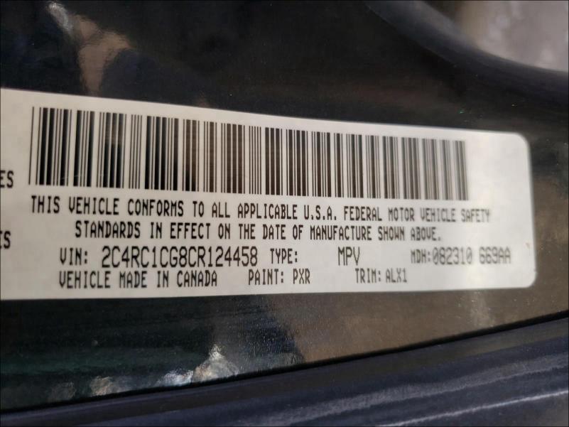 Photo 9 VIN: 2C4RC1CG8CR124458 - CHRYSLER TOWN &AMP COU 