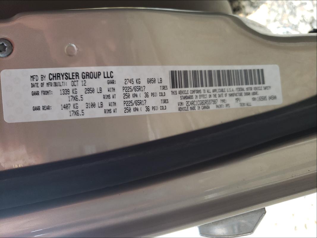 Photo 9 VIN: 2C4RC1CG8DR597987 - CHRYSLER TOWN &AMP COU 