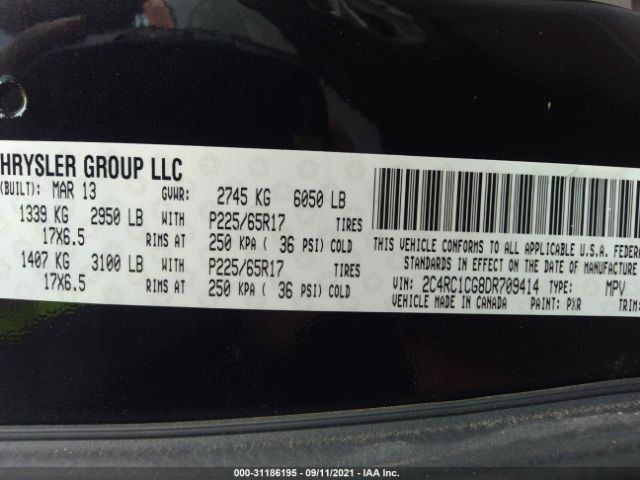 Photo 8 VIN: 2C4RC1CG8DR709414 - CHRYSLER TOWN & COUNTRY 