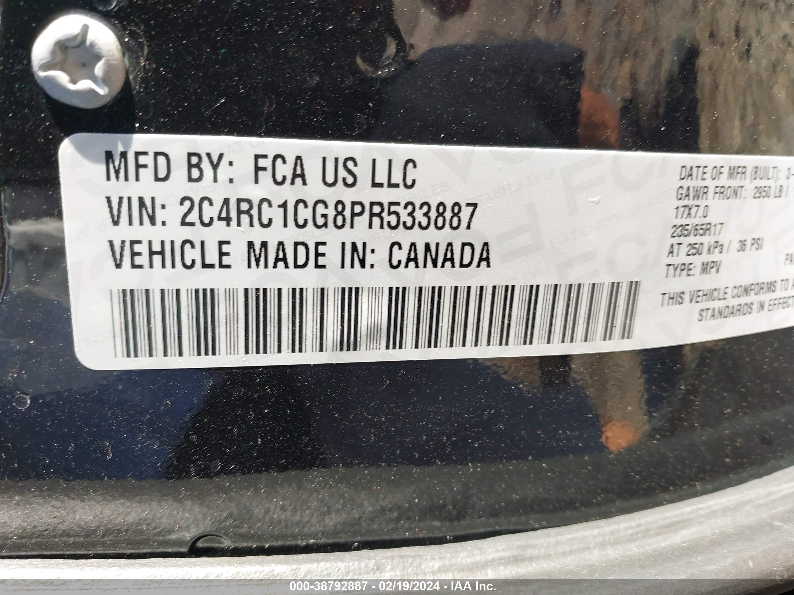 Photo 8 VIN: 2C4RC1CG8PR533887 - CHRYSLER VOYAGER 