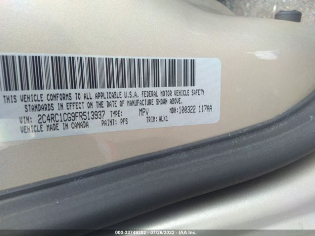 Photo 8 VIN: 2C4RC1CG9FR513937 - CHRYSLER TOWN & COUNTRY 