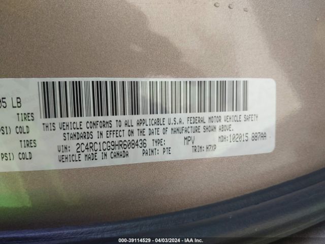 Photo 8 VIN: 2C4RC1CG9HR608436 - CHRYSLER PACIFICA 