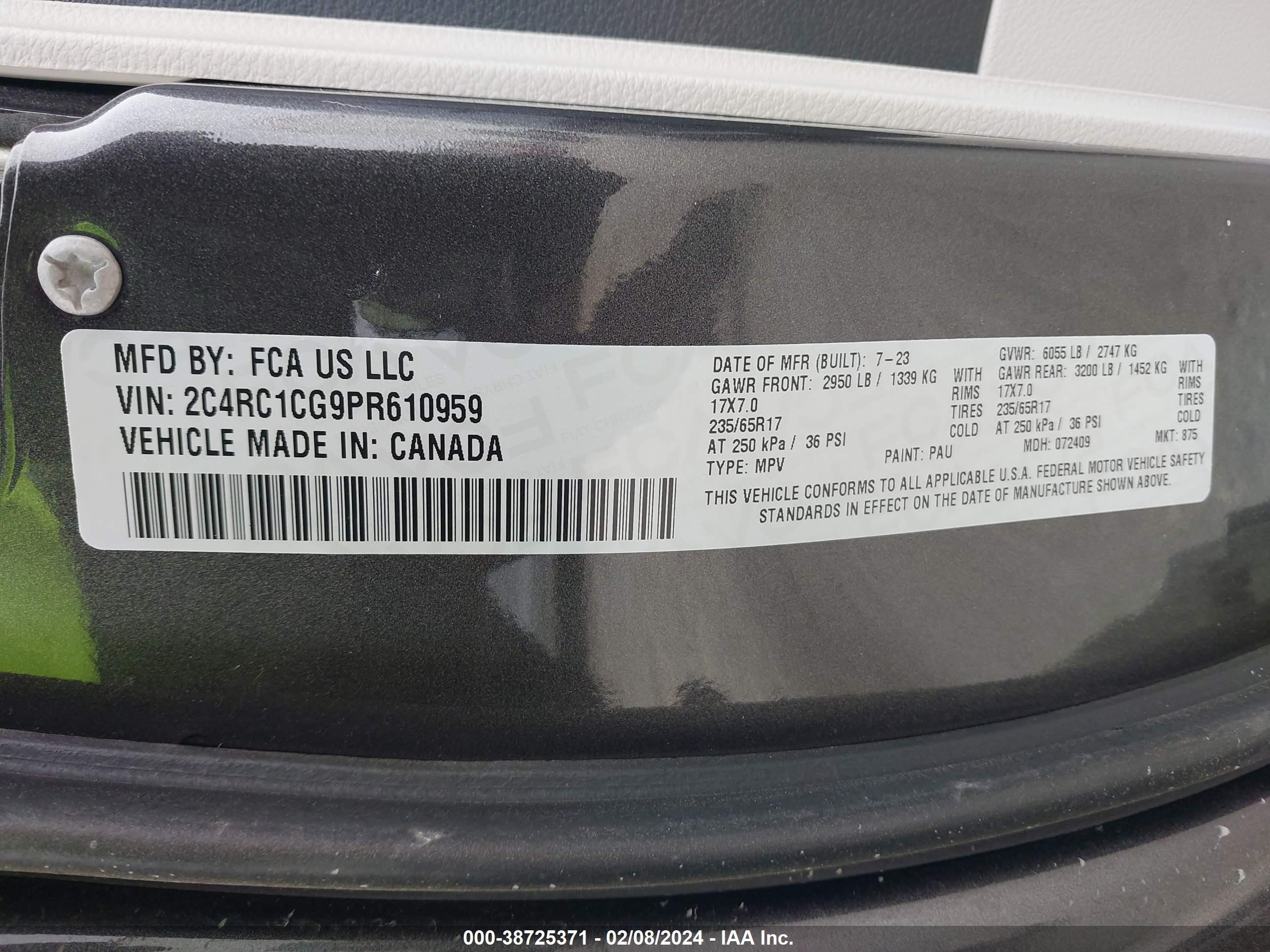 Photo 8 VIN: 2C4RC1CG9PR610959 - CHRYSLER VOYAGER 