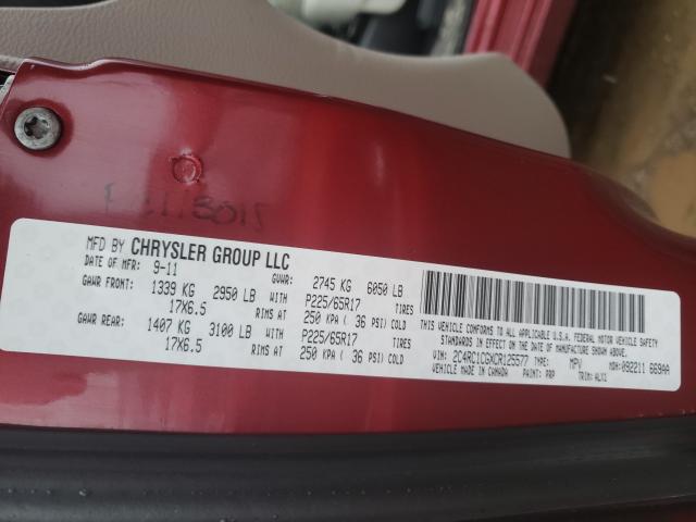 Photo 9 VIN: 2C4RC1CGXCR125577 - CHRYSLER TOWN & COU 