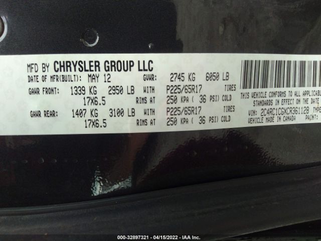 Photo 8 VIN: 2C4RC1CGXCR361128 - CHRYSLER TOWN & COUNTRY 