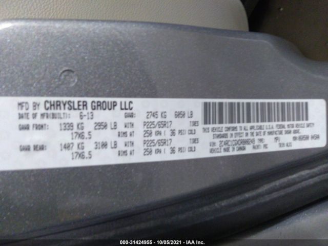 Photo 8 VIN: 2C4RC1CGXDR808249 - CHRYSLER TOWN & COUNTRY 