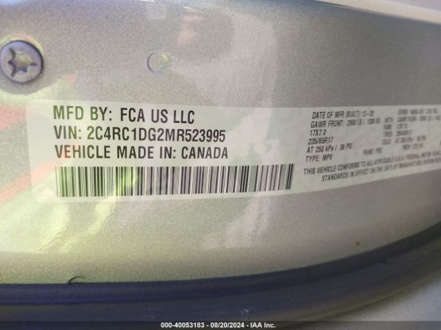 Photo 8 VIN: 2C4RC1DG2MR523995 - CHRYSLER VOYAGER 