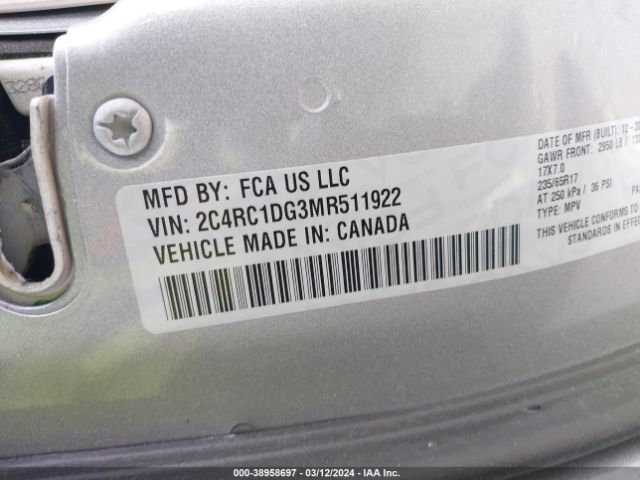 Photo 8 VIN: 2C4RC1DG3MR511922 - CHRYSLER VOYAGER 