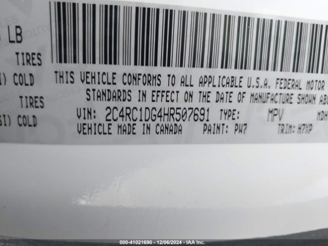 Photo 8 VIN: 2C4RC1DG4HR507691 - CHRYSLER PACIFICA 