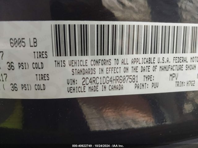 Photo 8 VIN: 2C4RC1DG4HR607581 - CHRYSLER PACIFICA 