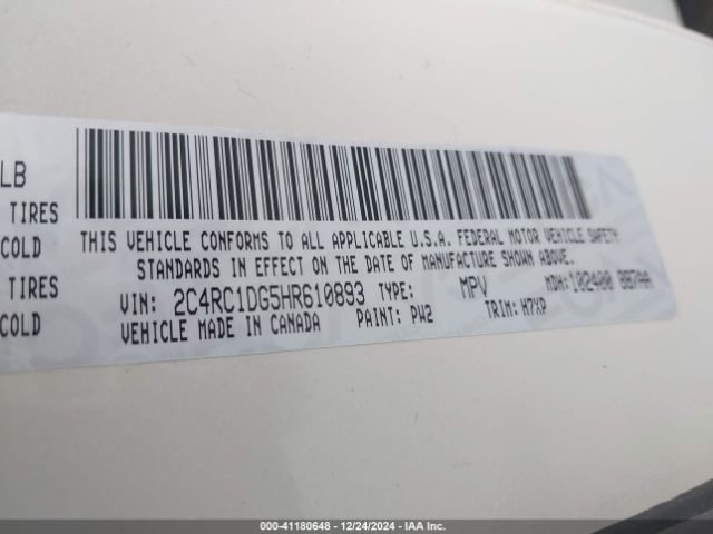 Photo 8 VIN: 2C4RC1DG5HR610893 - CHRYSLER PACIFICA 