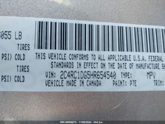 Photo 8 VIN: 2C4RC1DG5HR654540 - CHRYSLER PACIFICA 